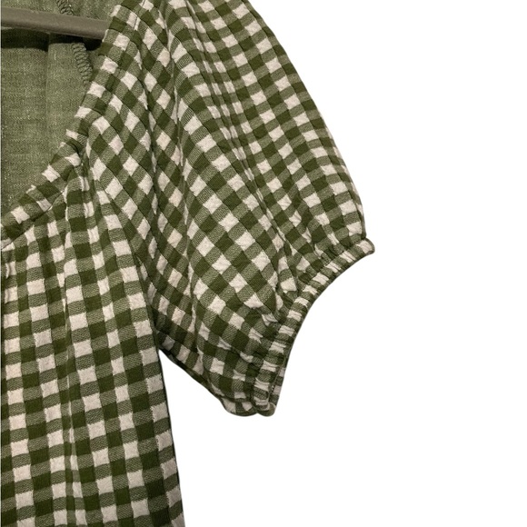 Madewell Jacquard Puff Sleeve Mini Dress‎ Green Gingham Check XS Cottagecore - Picture 5 of 11